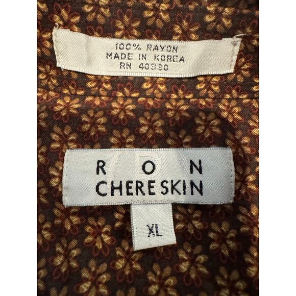 Ron Chereskin Men's Size XL Long Sleeve Printed Button Down Shirt Brown - Picture 3 of 5
